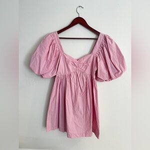 Elegant Pink Puff Sleeve Dress